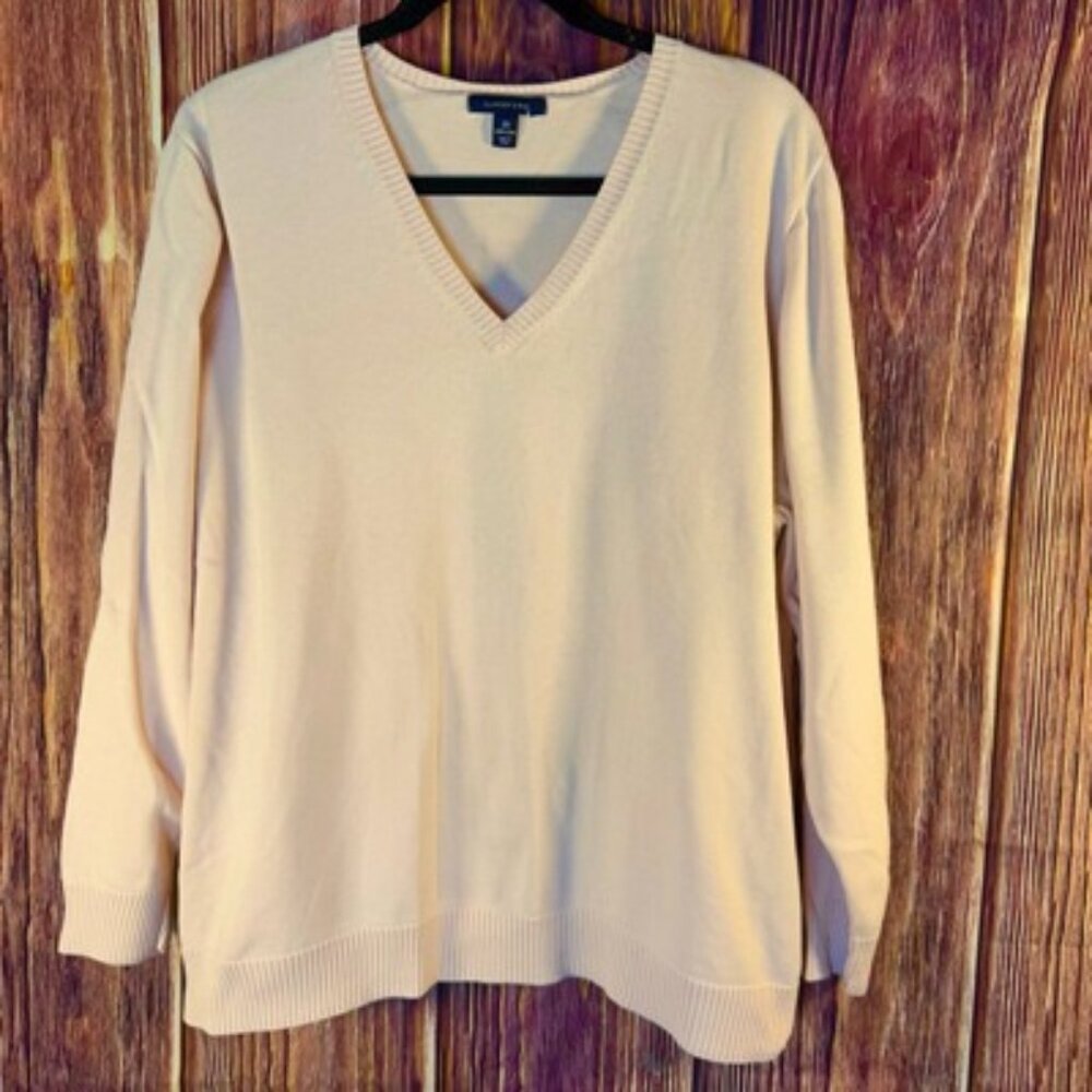 Lands' End Light Pink V-Neck Sweater Knit Essential Size 2X